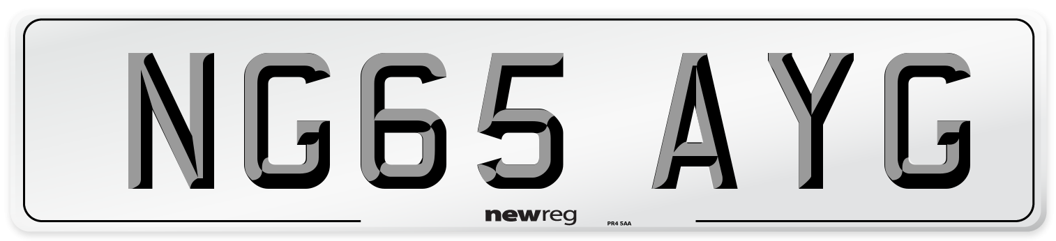 NG65 AYG Number Plate from New Reg